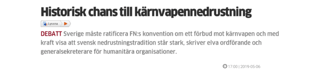 ”Historisk chans till kärnvapennedrustning”