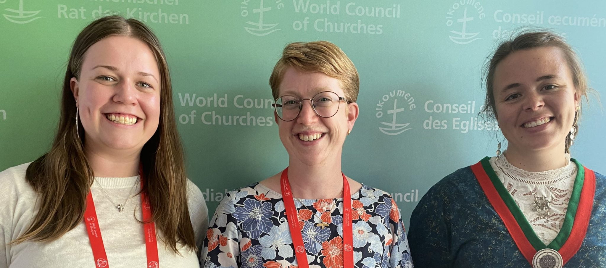 Emma Gunnarsson. Celina Falk och Julia Rensberg invalda till Kyrkornas världsråds centralkommitté.